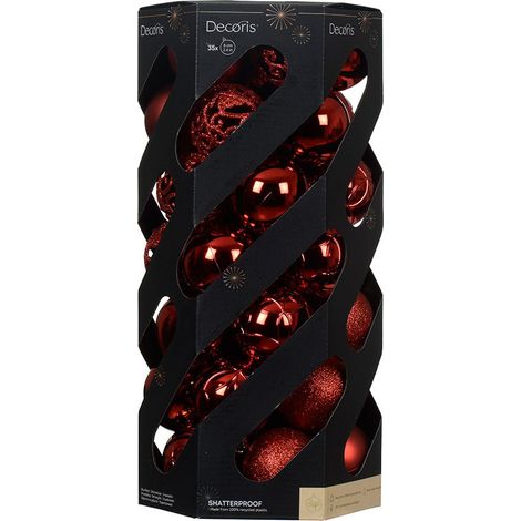 Bolas decoración árbol navidad ø6 cm, rojo, caja 35 uds