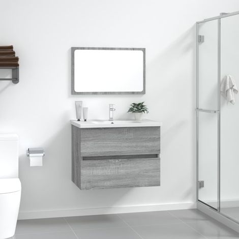 Meuble de salle de bain 2 pcs Mobilier de salle de bain - Sonoma gris Bois BV654920 - BonneVie (1/5)