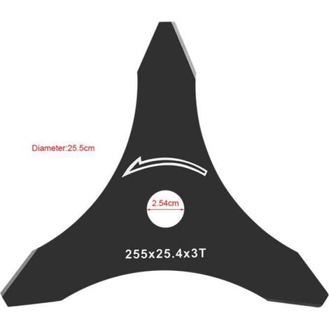 Lame De Débroussailleuse - 3 Dents - 255 Mm - Pour Taille-Bordures À Arbre Droit - 1 Pièce (1/4)