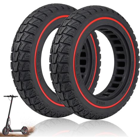Pneu 10 Pouces Trottinette Electrique 10 x2.0-6.1, Pneu Plein Trotinette 10 Pouces, Roue Increvable Trotinette Electrique, 2 Pcs Roue Tubeless Scooter 10x2.0 (1/5)