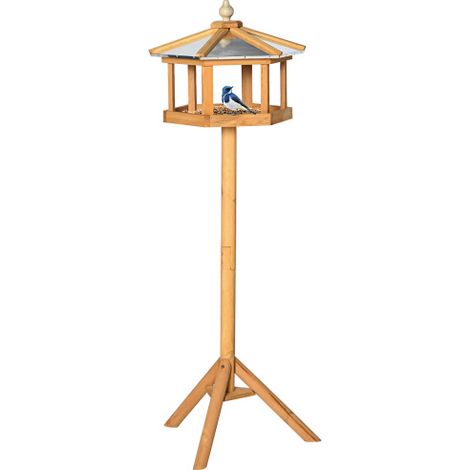 Casita para pájaros/Villa para pájaros/Comedero con soporte y techo de zinc, 113x40x40 cm, Casita para pájaros resistente a la intemperie para jardín y terraza, Disponible en el sitio (1/5)