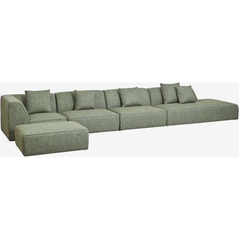 Canapé d'angle modulaire 4 pièces avec méridienne droite et pouf rembourré Cardea SKLUM