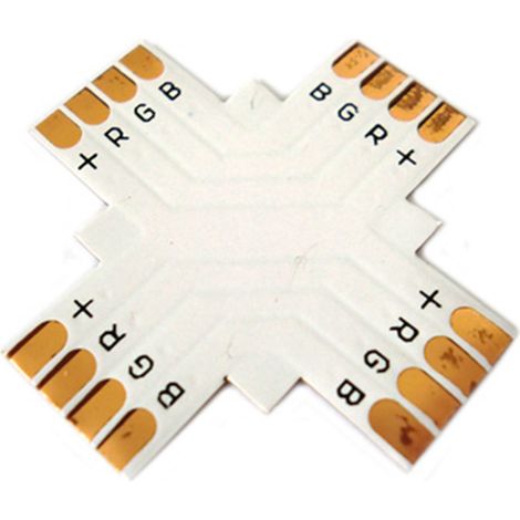 4 PZ Connettore Passo 10mm RGB Forma X Croce per Allungare e Curvare Striscia Led RGB (1/3)