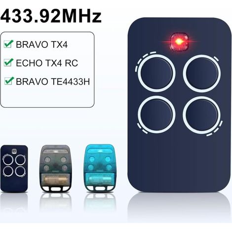 Lot de 3 Télécommande Genius 433.92Mhz 4 Canaux Compatible avec Genius Echo TX4 433 RC, Echo TX2 433 RC, TE443H Bravo (1/4)