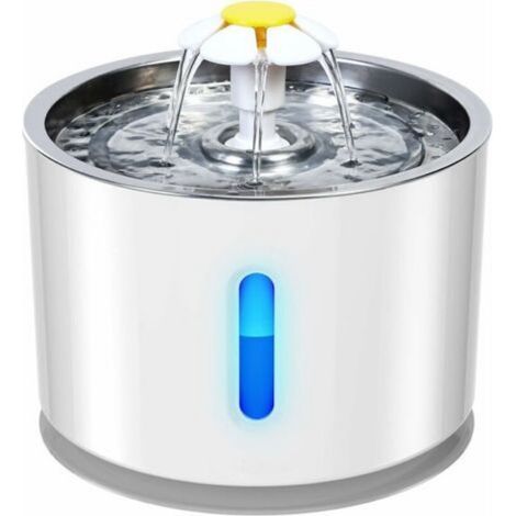 Water fountain for cats and small dogs – 2.4L silent stainless steel dispenser – Triple filtration with activated carbon – LED night light (1/4)