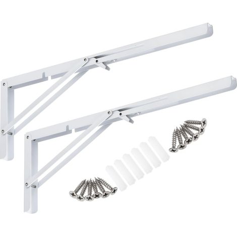 Support de table pliante, support mural pour étagère, étagère de rangement à monter soi-même, support d'étagère, blanc, 50 cm, lot de 2 (1/5)