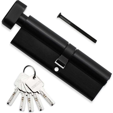 1 Cylindre en laiton Euro 30/30mm, serrure à clé/barillet de 60mm avec 5 clés horizontales ,anti-crochetage, anti-perçage, anti-claquement, anti-choc,nickel satiné