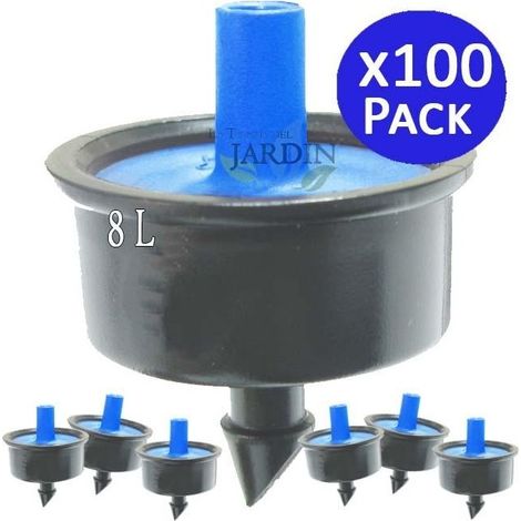 100 Stück Autokompenserender Antidrainage Tropfer 8 Liter, Demontierbare Pilz-Düsen für Bewässerung (1/2)