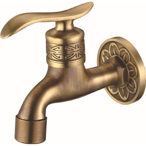 JSSEVN - Tap Water - Antique Style Brass Wall Mounted Cold Water Wash Faucet for Bathroom Kitchen (1/5)