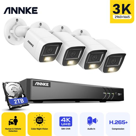 ANNKE HD 3K Camera Night Vision Waterproof CCTV Security Kit 4K Ultra HD 8CH Surveillance DVR Recorder 4Camera -2TB HDD (1/5)
