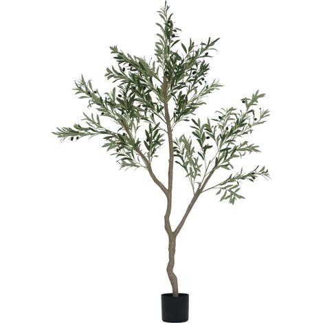 Olivier artificiel, plante artificielle réaliste avec pot, hauteur 180 cm, en plastique, vert (1/5)