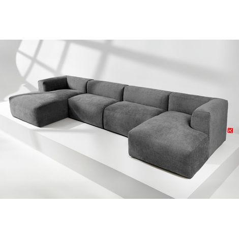 KONSIMO BUFFO 7/8 Sitzer Panorama-Ecksofa mit extrem weicher und bequemer Sitz, grau (1/5)