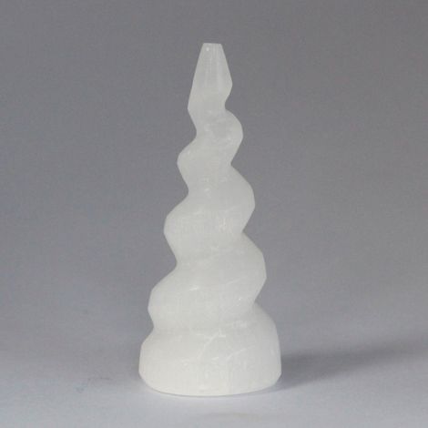 Tour en Corne de Licorne Spirale Sélénite - 10 cm- Vendu par 1