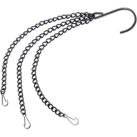 Chain De Suspension Pour Pot De Fleurs - Chaîne En Fer Galvanisé Avec 3 Crochets - Pour Balcon Jardin Cour Intérieur Extérieur - 3 Pièces (1/5)