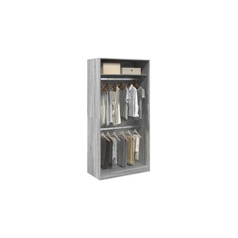 Armoire dressing 2 penderies 1 étagère 100cm - Collection Laker-Chêne gris