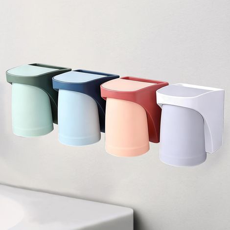 Vaso magnético multicolor para colgar en la pared, almacenamiento familiar con compartimento para pasta de dientes y soporte para cepillo de dientes.