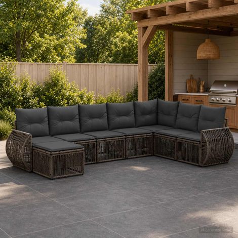 Set Divano da Giardino 8 pcs Grigio e Grigio Scuro polyrattan vidaXL (1/5)