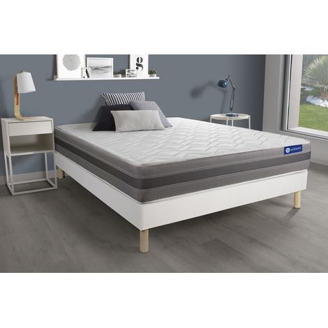 Ensemble matelas ACTIFLEX RELAX Ressorts ensachés + mémoire de forme 140x190 Max épaisseur 5zones confort + sommier KIT blanc (1/5)