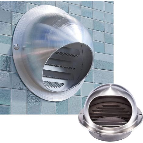 Rond Grille De Ventilation en INOX Ø 140mm, Grille Aeration D'Évacuation Murale Externe, Prise D’air Sphérique Grille D'Aération Hotte Connecter Conduit Ou Tuyau (1/5)
