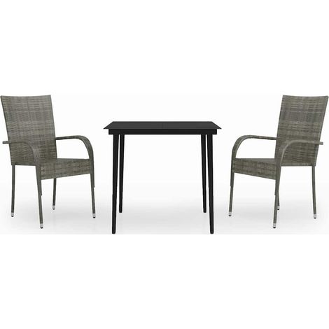 Maison Exclusive - Set da Pranzo da Giardino 3 pz Grigio e Nero (1/5)