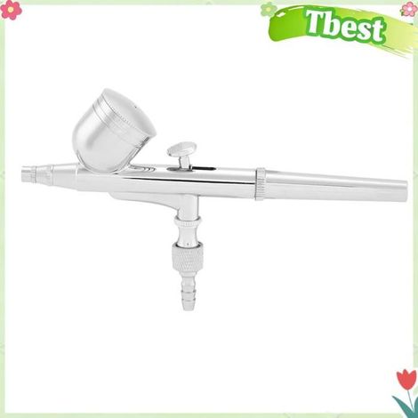Tbest Aérographe à gravité Kit de pistolet à peinture aérographe à double action 7CC à alimentation par gravité, linge lit 0.zm (1/5)