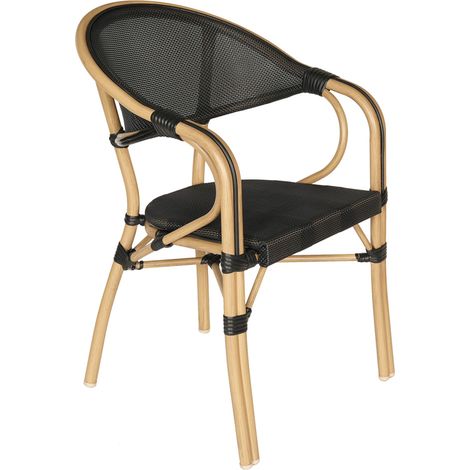 Chaise de terrasse empilable bistrot parisien noire (1/5)