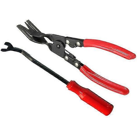 Kits d'outils de démontage de garnitures automobiles, jeux de pinces et extracteurs de fixations - Kits de réparation pour garnitures de portes et tableaux de bord (2 pièces) - rouge (1/5)