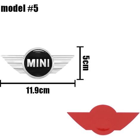 (Argent et noir, 11,9 cm) - Autocollant logo en ABS pour capot avant et coffre arrière de voiture, compatible avec Mini Cooper R50, R53, R60, F55, F56, R56, R55 et R60 (1/5)