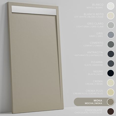 SOULHOME Duschwanne - Mineralguss & Gel Coat - Stein-Struktur - Rutschfest - Mokka - 160X70- Extraflach 3cm - Inklusive Ablassventil - Edelstahl-Ablaufgitter