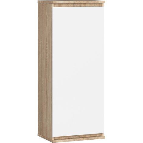 Armoire murale AKORD W40 Chêne Sonoma 40 cm 1 porte façade Blanche 3 étagères 40x30x99 cm (1/4)
