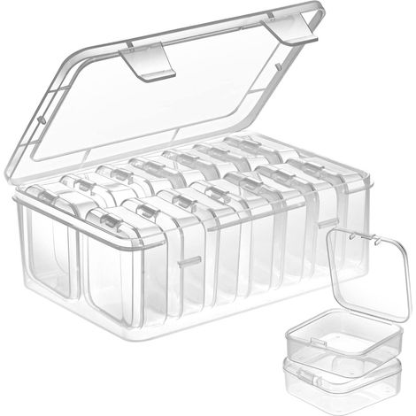 Transparente Aufbewahrungsboxen für Perlen, 15 Stück Miniatur-Kunststoffboxen mit Klappdeckeln für Bastelbedarf (1/5)