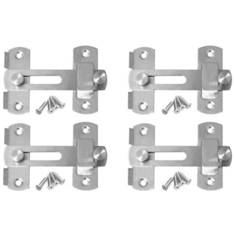4pcs Loquet à Bascule Porte Coulissante en Acier Inoxydable Verrou de Porte Barre de Loquet Sécurité Serrure Pour Porte Fenêtre Meubles (1/5)