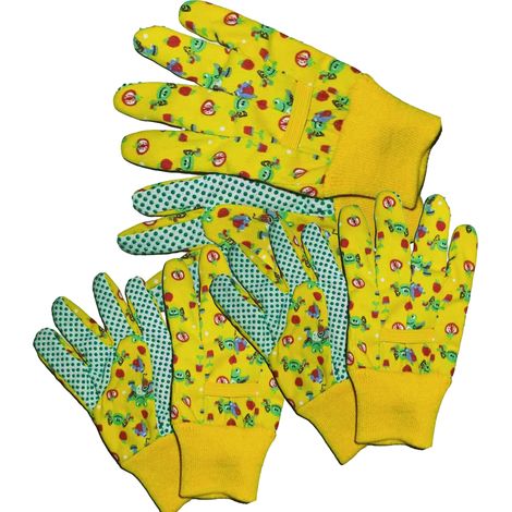 Lot de 3 paires de gants de jardinage antidérapants pour enfants (garçons et filles), style 3.