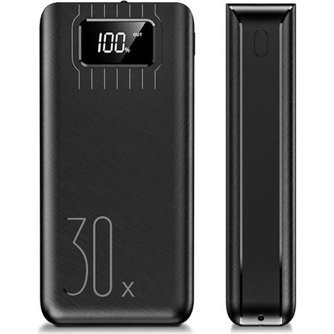 Batterie Externe 30000mAh Recharge Rapide Power Bank avec LED L'affichage et Lampe, Batterie Portable Compatible avec Tél, (1/4)