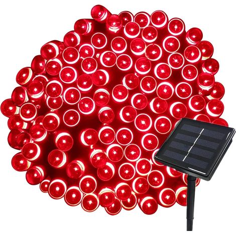 22M Guirlande Solaire 200 LED 8 Jeux de Lumière Guirlande Lumineuse Idéal pour Fête, Mariage, Anniversaire et Jardin Extérieur (Rouge) (1/5)