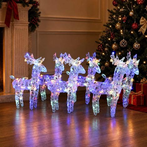 vidaXL Christmas Reindeers 6 pcs Multicolour 240 LEDs Acrylic (1/5)