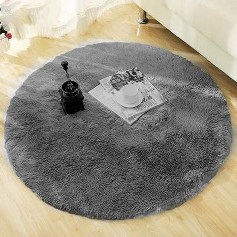 Synthétique Doux Antidérapant Ronde Tapis Salon Lavable Shaggy Tapiseluche Carpette Gris Intérieur Moelleux DéCoratif pour Salon Chambre Enfant Canapé6060cm(Gris ) (1/5)