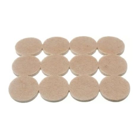 1 x 12 patins autocollants ronds en feutre de 25 mm pour la protection des meubles (1/2)