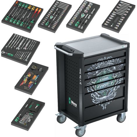 Wera 9706 Tool Rebel Werkstattwagen Stainless 2, 191-tlg., bestückt mit 7 Einlagen (1/5)