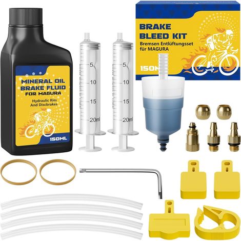 Kit de purge pour freins à disque - 150 ml de liquide de frein minéral - Freins à disque de vélo - Kit de purge hydraulique (1/5)