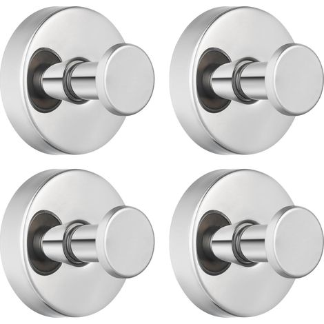 Crochets à ventouse pour la douche/salle de bain amovibles les serviettes, crochets en acier inoxydable sans perçage le verre, miroir, carrelage, cuisine (lot 4) Chromé 4-Pack'4-Pack Chromé (1/5)