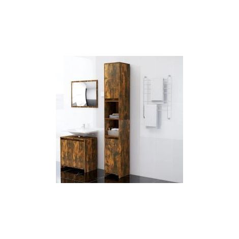 Armoire de bain Chêne fumé 30x30x183,5 Bois d'ingénierie (1/5)