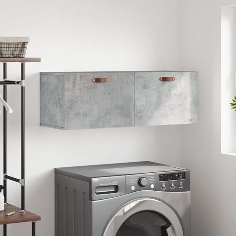 Armoire murale, Placard de Rangement Toilettes, Meuble Haut de Salle de Bain gris béton 100x36,5x35 cm bois d'ingénierie LKOWF91263 (1/5)