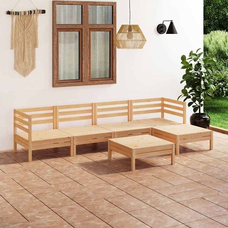 vidaXL Juego de muebles de jardín 6 piezas madera pino maciza gris (1/4)