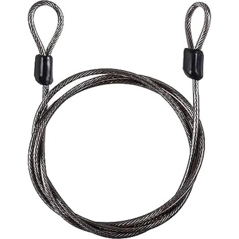 Cable métallique avec double boucle, verrouillage de cable de sécurité, cable de sécurité en acier revêtu de vinyle pour bagages, 2 m x 2,5 mm, cable métallique de sécurité double boucle – Noir (1/5)