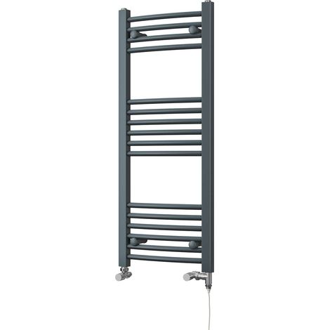 Zennor - Anthracite Dual Fuel Towel Rail H1000mm x W400mm Standard - Curved (1/3)