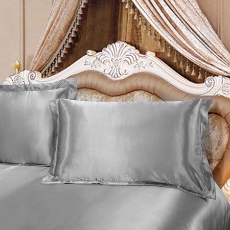 Ensemble de literie comprenant un drap-housse en satin de soie uni anti-acariens, une housse de protection pour matelas (taille QUEEN)