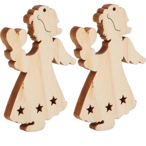 10 pièces de plaques suspendues en bois pour décoration de sapin de Noël et de Nouvel An à faire soi-même (n° 8) (1/5)