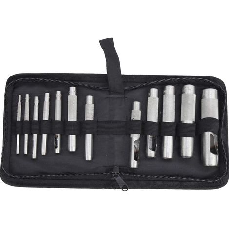 Outil de perforation de ceinture en cuir en acier au carbone, 12 pièces, outil à main, burin, quincaillerie de 3 à 19 mm pour usage industriel (1/5)