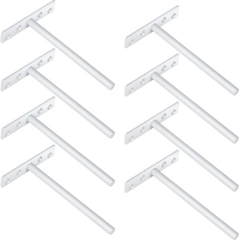 Equerre Etagere Murale Fixation Flottante Invisible, Support Etagere Murale en Métal, Tablette Flottante Support Charge Lourde, Longueur 150MM, Blanc Brillant 8 Pcs (1/5)